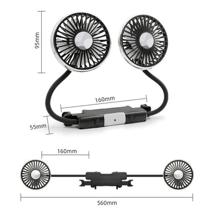 Ventilateur Duo AirFlow Max
Ventilateur de Voiture à Double Tête – 360° Rotatif, USB - Accessoire incontournable pour l’été !